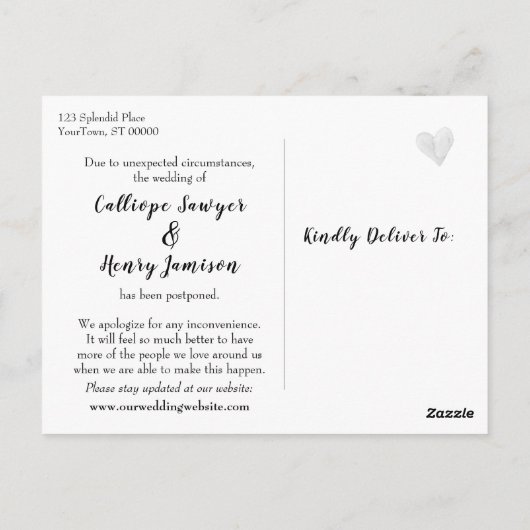 Foto-Änderung der Pläne für verspätete Hochzeiten Postkarte (Rückseite)