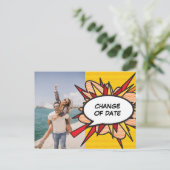 Foto-Änderung des Datums Verschoben Lustiger Comic Postkarte (Stehend Vorderseite)