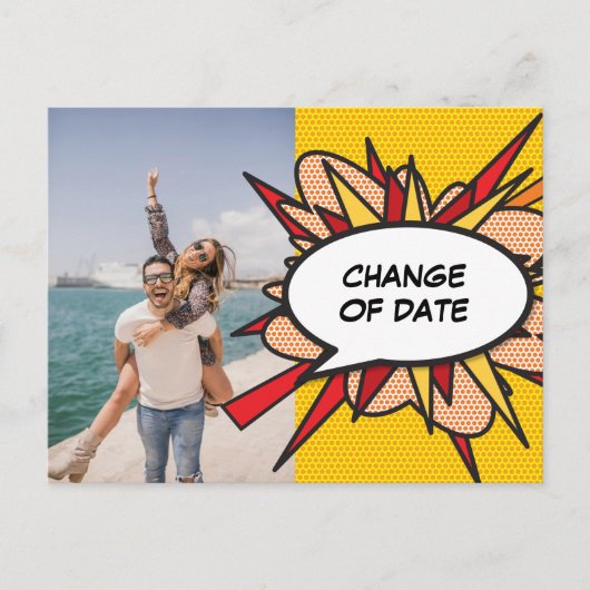 Foto-Änderung des Datums Verschoben Lustiger Comic Postkarte (Vorderseite)