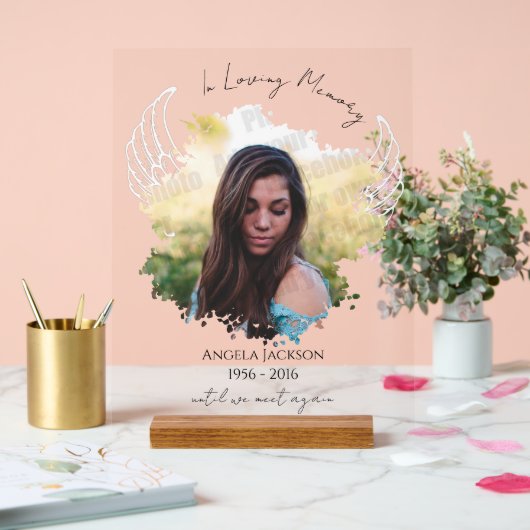 Foto "Angel Wings Memorial" löschen Acrylschild (Hochzeit)