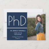 Foto-Ankündigung mit Doktortitel Blau Ankündigung (Vorderseite)
