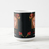 Foto anpassbare Weihnachtskarte, Schwarz Gold Rot Kaffeetasse (Mittel)