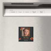 Foto anpassbare Weihnachtskarte, Schwarz Gold Rot Magnet (In Situ (Geschirrspüler))