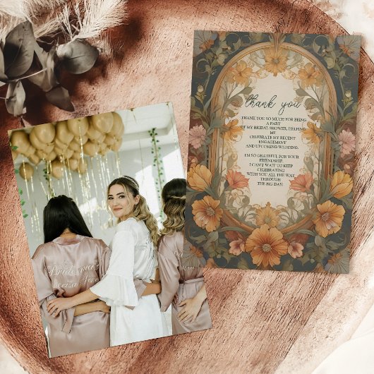 Foto Antikes florales Jugendstil-Brautparty Dankeskarte