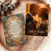 Foto Antique Floral Art Hochzeit im Jugendstil Dankeskarte