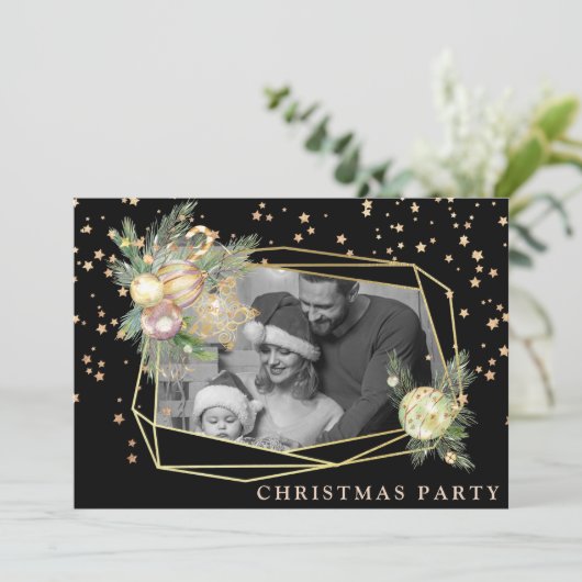 *~* Foto AP20 Family Firmenweihnachtsfest Party Einladung (Stehend Vorderseite)