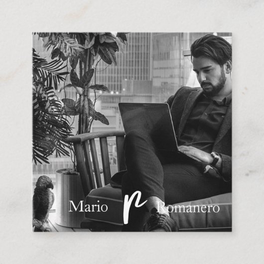 *~* Foto AP31 QR Beruflich Einfache Minimal Quadratische Visitenkarte (Vorderseite)