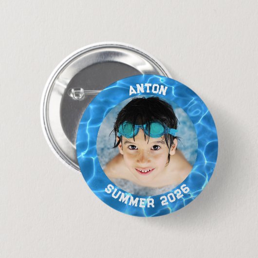 Foto Aqua Blue Schwimmbad Grenzen Button (Vorne & Hinten)