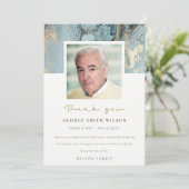 FOTO AQUA DUSKY BLAUE GOLD AGATE BEILEID MEMORIAL DANKESKARTE (Stehend Vorderseite)