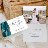 Foto Aquamarin Agate Gold Hochzeit Vielen Dank Karte