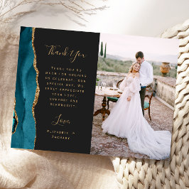 Foto Aquamarin Agate Gold Hochzeit Vielen Dank Postkarte