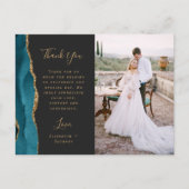 Foto Aquamarin Agate Gold Hochzeit Vielen Dank Postkarte (Vorderseite)