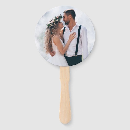 Foto Aquamarin Blue Gold Agate Script Hochzeit Fächer (Vorderseite)