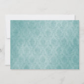Foto Aquamarin Damask Monogram Wedding Einladung (Rückseite)