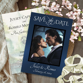 Foto & Aquarell Berge - Blau Save The Date
