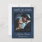 Foto & Aquarell Berge - Blau Save The Date (Vorderseite)