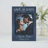 Foto & Aquarell Berge - Blau Save The Date (Stehend Vorderseite)