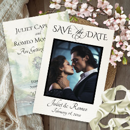 Foto & Aquarell Berge - Elfenbein Save The Date
