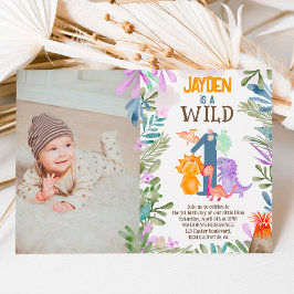 Foto Aquarell Dinosaurier Grünpflanzen Wildnis 1. Einladung