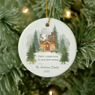 Foto-Aquarell Erstes Weihnachten in unserem neuen Keramik Ornament