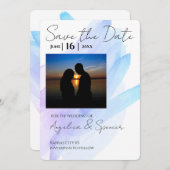 Foto Aquarell Modernes lila Blau Save the Date Einladung (Vorne/Hinten)