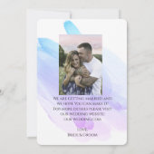 Foto Aquarell Modernes lila Blau Save the Date Einladung (Rückseite)