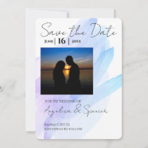 Foto Aquarell Modernes lila Blau Save the Date