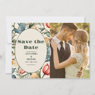 Foto-Aquarell-Tulpen William Morris Hochzeit Save The Date