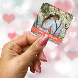 Foto Aquarell Valentinstag personalisiert Quadratischer Aufkleber