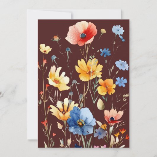 FOTO Aquarell Wildblumen Sweet 16 Burgund Einladung (Rückseite)