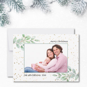 Foto Aquarellgrün Gold Sterne Weihnachten