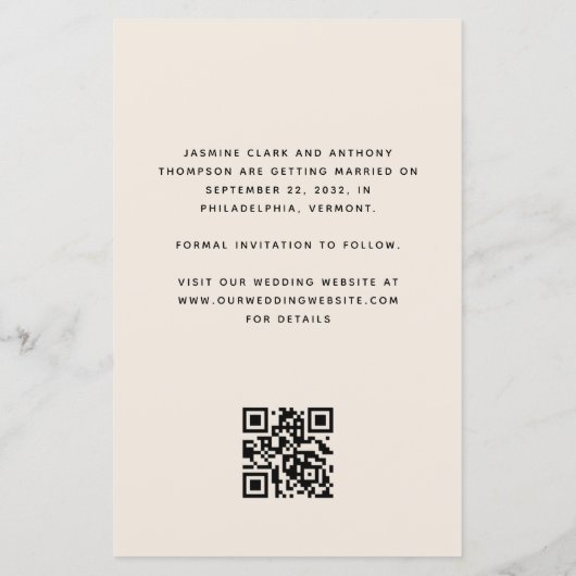 Foto Arch Beige QR-Kodex Save the Date (Rückseite)