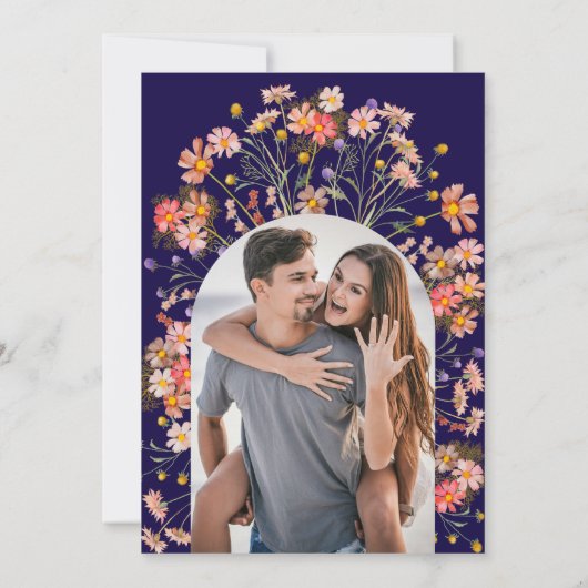 Foto Arch Boho Fall Rustikale Wildblume Hochzeit Save The Date (Rückseite)