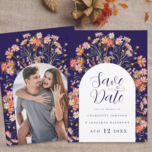 Foto Arch Boho Fall Rustikale Wildblume Hochzeit Save The Date