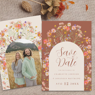 Foto Arch Boho Herbst Rustikale Wildblumen Hochzei Save The Date