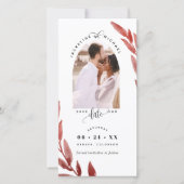 Foto Arch Burgundy Wedding Save the Date Lesezeich (Vorderseite)