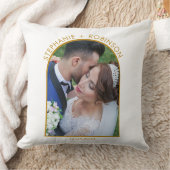 Foto Arch Elegant Gold Script Monogram Wedding Kissen (Decke)
