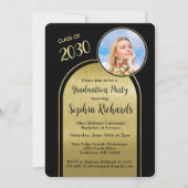 Foto Arch Elegante Black Gold Graduation Party Einladung (Vorderseite)