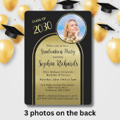 Foto Arch Elegante Black Gold Graduation Party Einladung