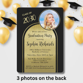 Foto Arch Elegante Black Gold Graduation Party Einladung