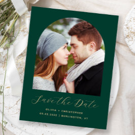 Foto Arch Emerald Green Gold Save the Date Postkarte