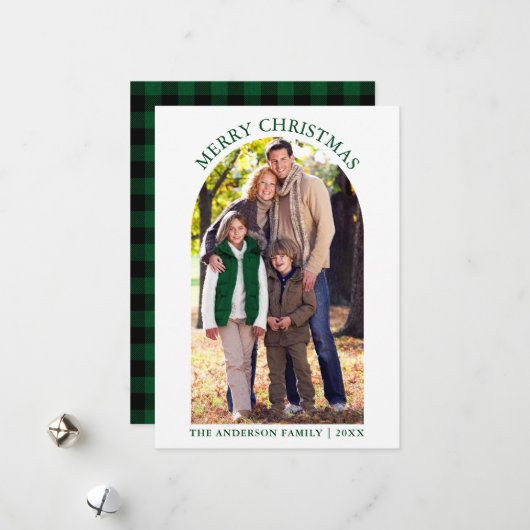 Foto Arch Frohe Weihnachten Grün Kariert (Vorderseite/Rückseite Beispiel)