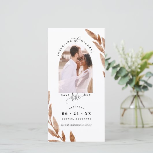 Foto Arch, Kupfer Hochzeit speichern Sie das Date- (Stehend Vorderseite)