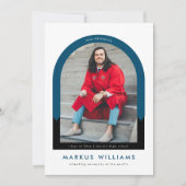 Foto Arch Navy Blue Simple Graduation Party Einladung (Vorderseite)