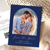 Foto Arch QR Code Navy Blau Save the Date Postkarte
