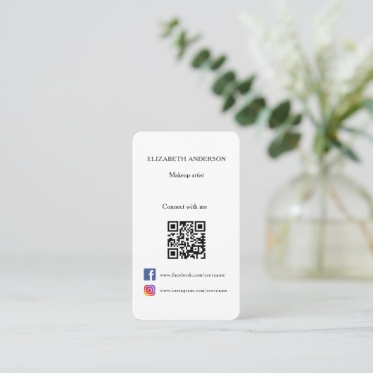 Foto arch Qr kodieren Social Media Markenfarbe Visitenkarte (Stehend Vorderseite)