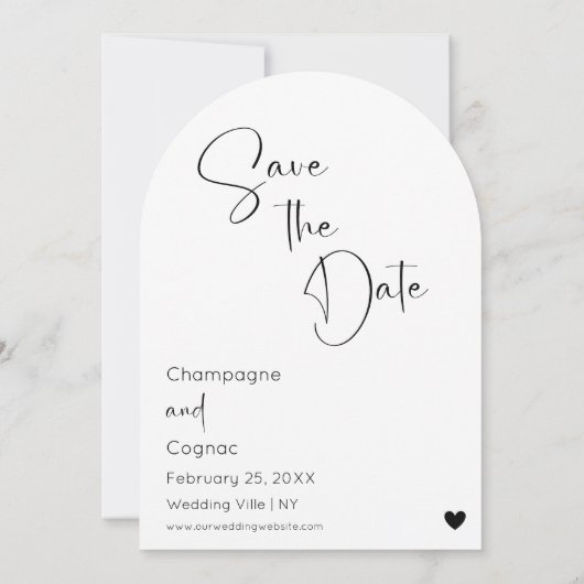 Foto Arch Save the Date Moderne Skripthochzeit Einladung (Rückseite)