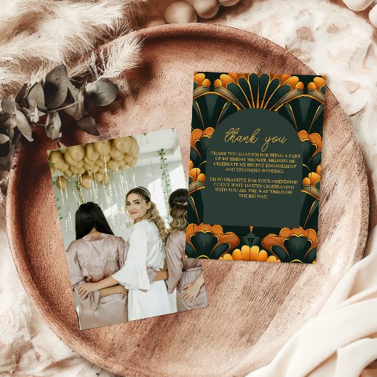 Foto Art Deco Roaring 20er Brautparty Dankeskarte