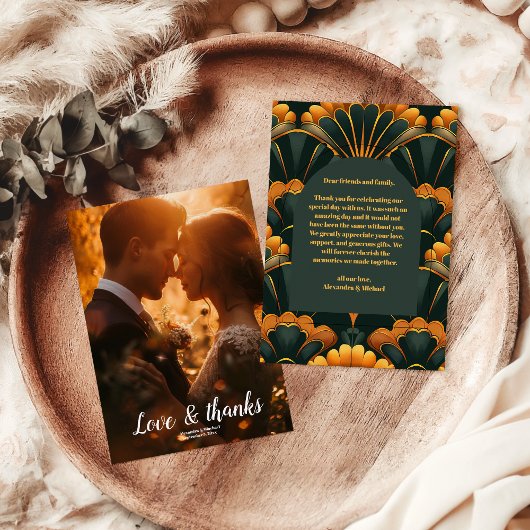 Foto Art Deco Roaring 20er Hochzeit Dankeskarte