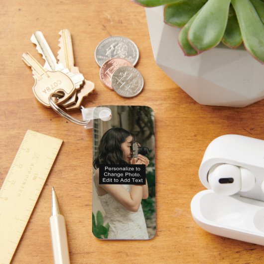 Foto Art Name Monogram Zitat Aluminium Rec Schlüsselanhänger (Schreibtisch)